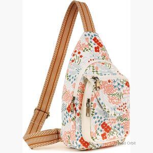 Vintage Embroidered Floral Canvas Backpack Adjustable Strap Travel Purse